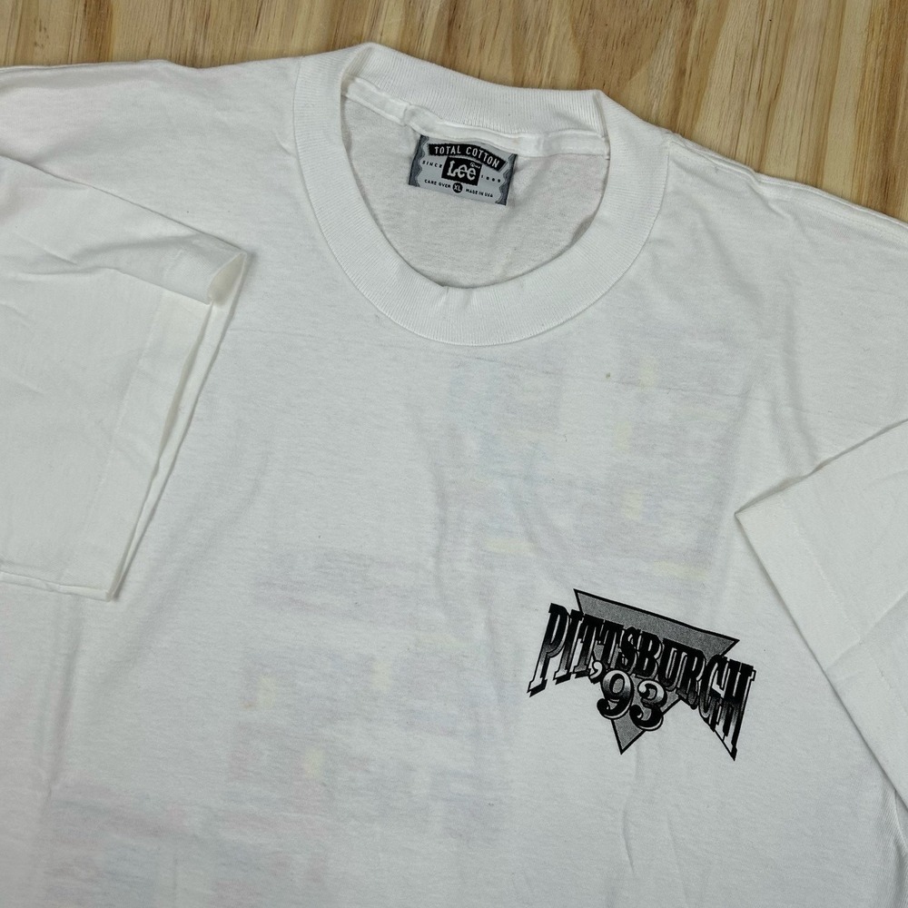 VTG Pittsburgh USA Flags XL Shirt White Double Sided Single‎ Stitch Short Sleeve